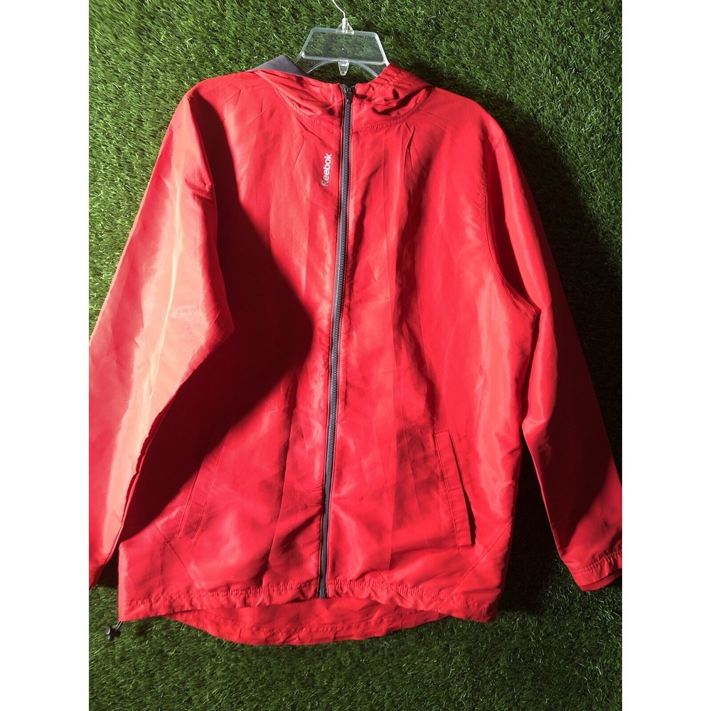 Reebok Mens‎ Sz M Windbreaker Jacket Hoodie Full Zip Red NEW NWT Retail $125